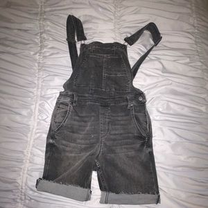 Free People Dark Denim Overall Shorts